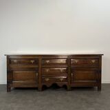 Large English sideboard, dresser, solid oak buffet George II 18th century.