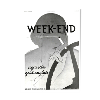 Affiche vintage années 30 Cigarettes Week-end