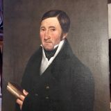 Signed painting, portrait of a gentleman with a book and an earring: 19th century