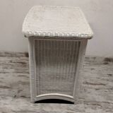 White rattan chest of drawers and bedside table