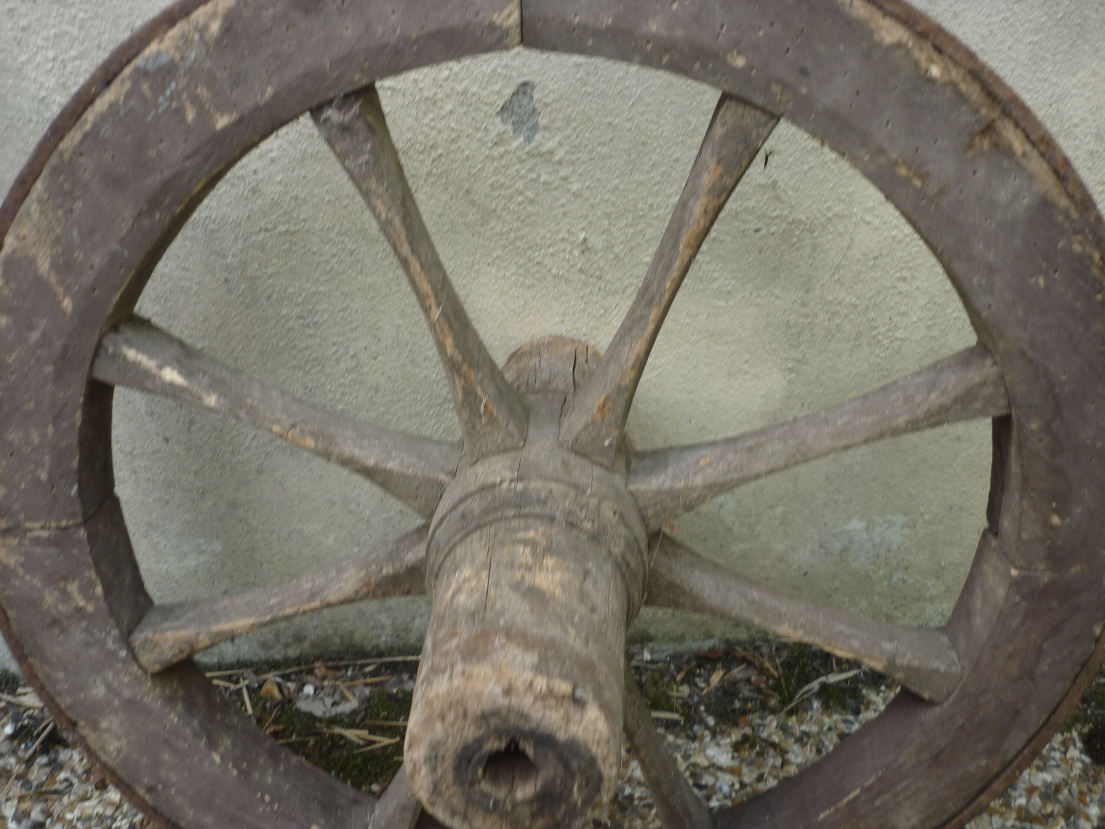 Old wooden cart wheel
