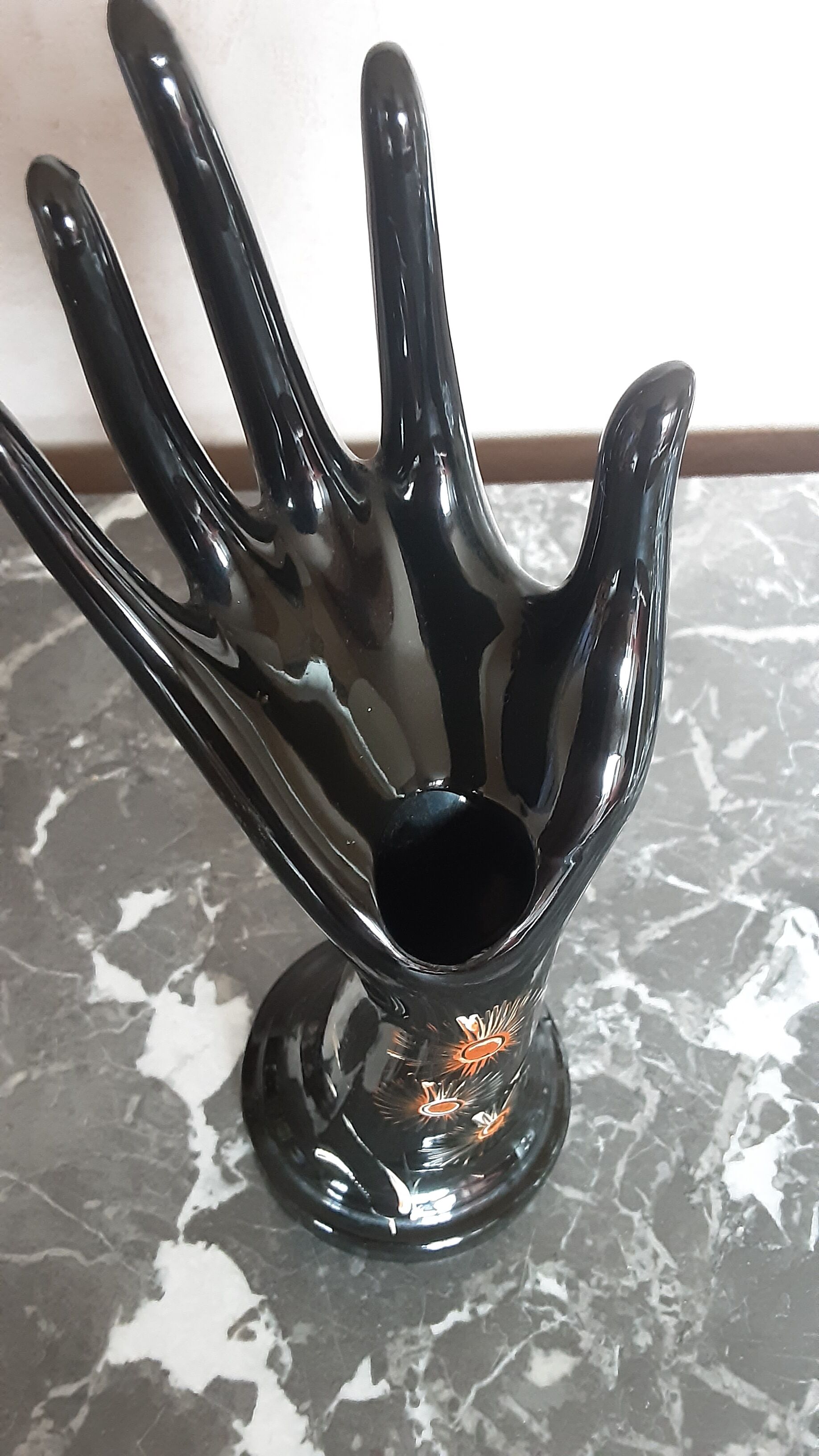 Ceramic baguier vase - enamel-vintage