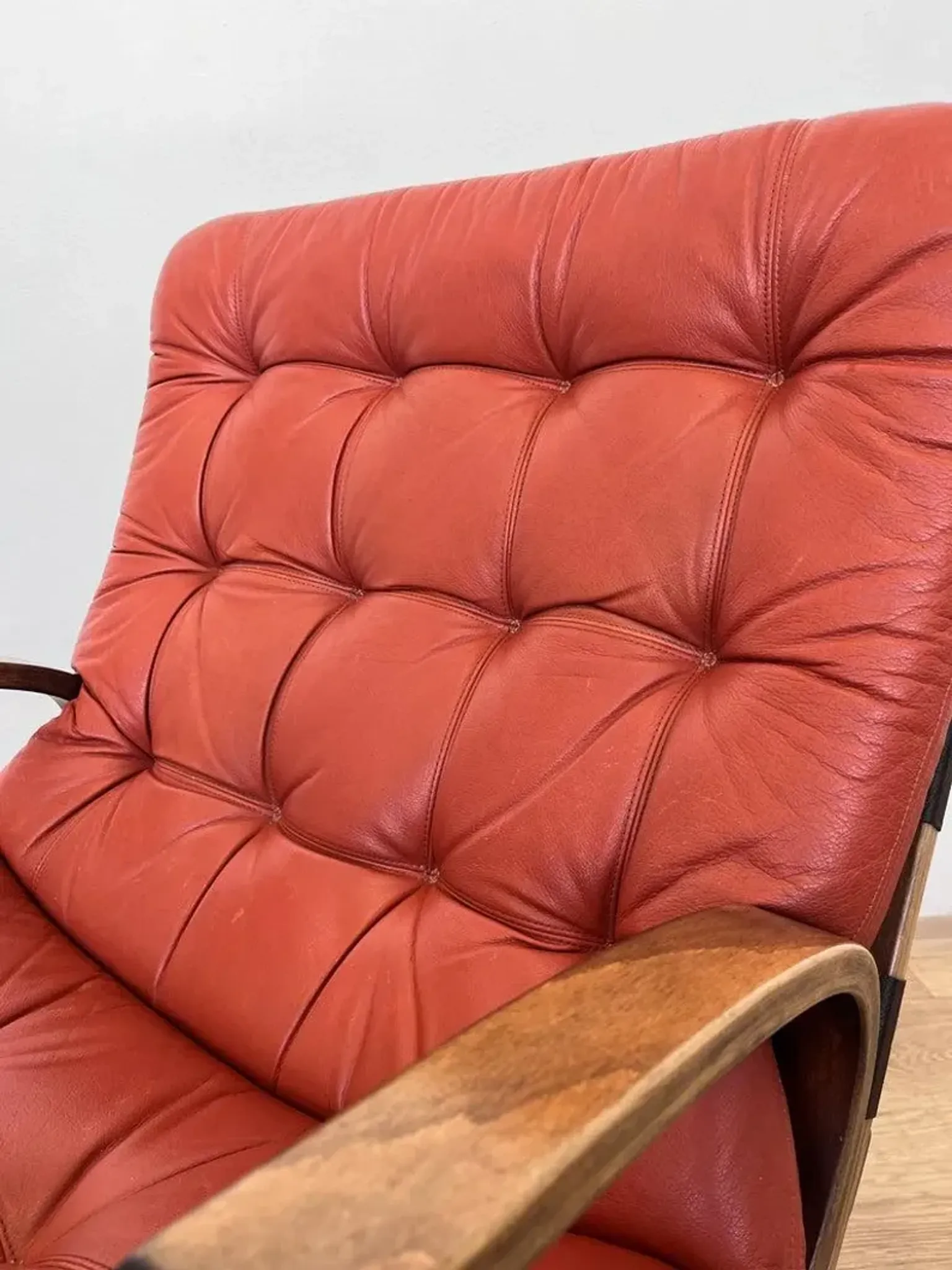 1970s Design mid century Danish Bentwood and leather Armchair by Farstrup