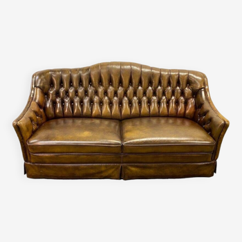 Canapé chesterfield vintage 2 places en cuir