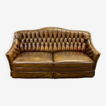 Vintage 2 seater leather chesterfield sofa