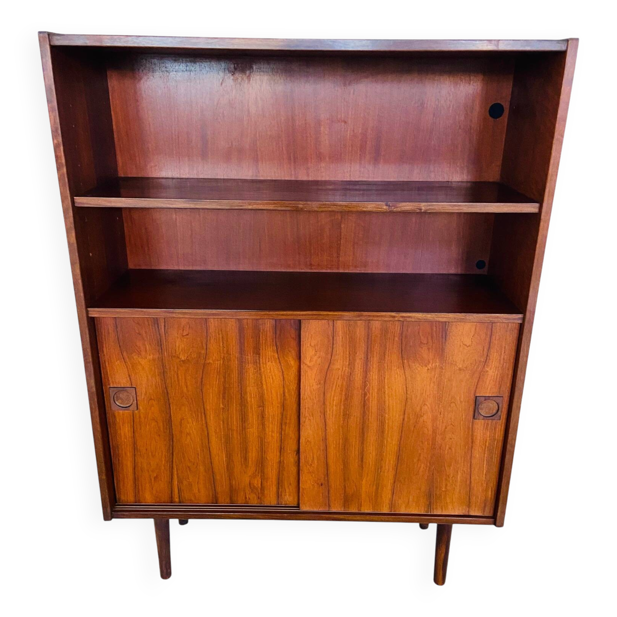 Danish retro vintage library in rosewood with sliding doors from the 1960s.