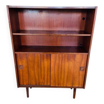 Danish retro vintage library in rosewood with sliding doors from the 1960s.