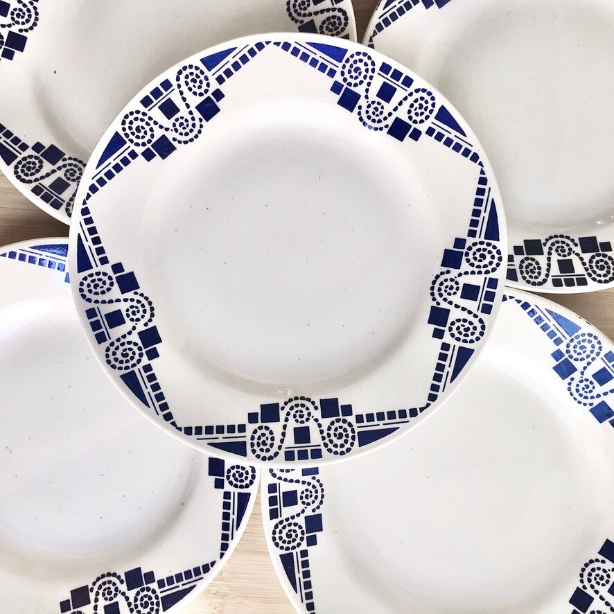5 plates dessert Art Deco