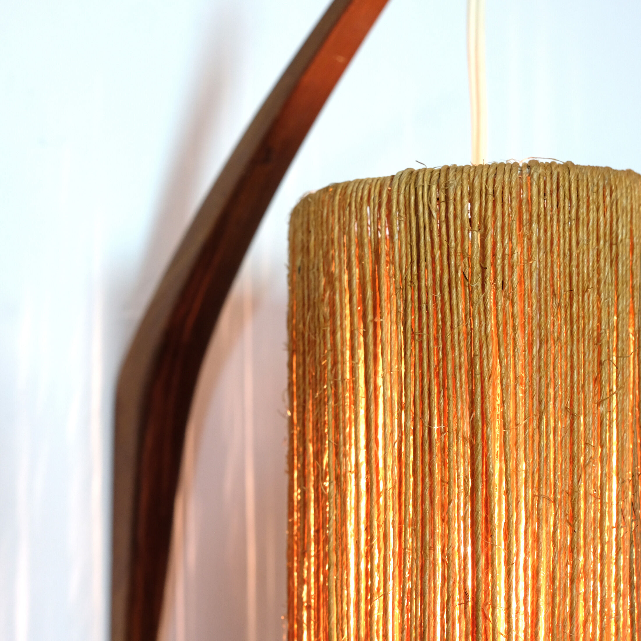 Scandinavian wall lamp wood and rope attributed to Ib Fabianssen