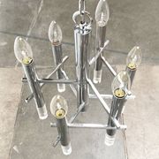 Italian chrome and acrylic chandelier from the space age mid-century by Gaetano Sciolari, 1960s.