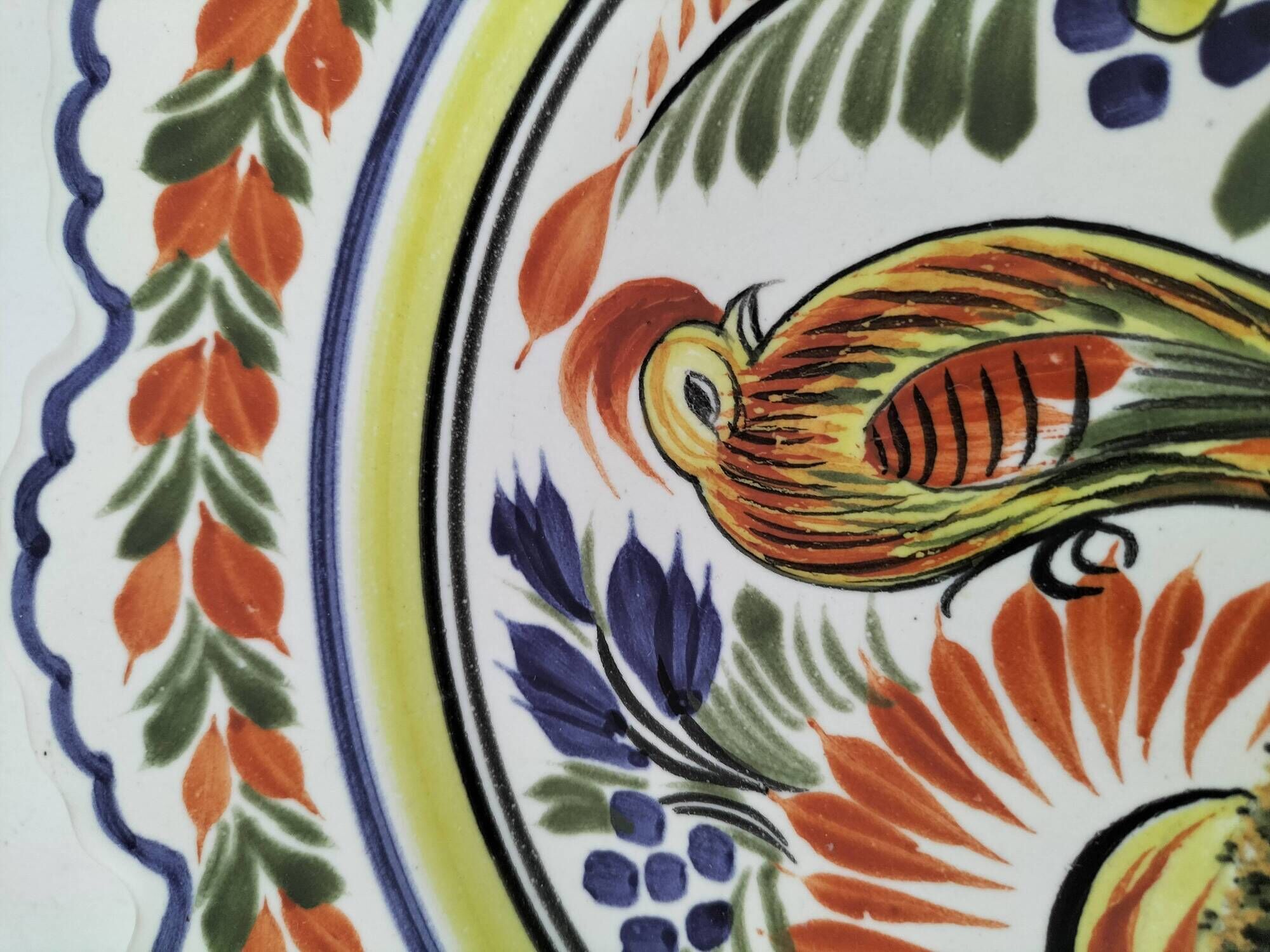 Henriot Quimper plate – pheasant motif – scalloped edge – F14 decoration