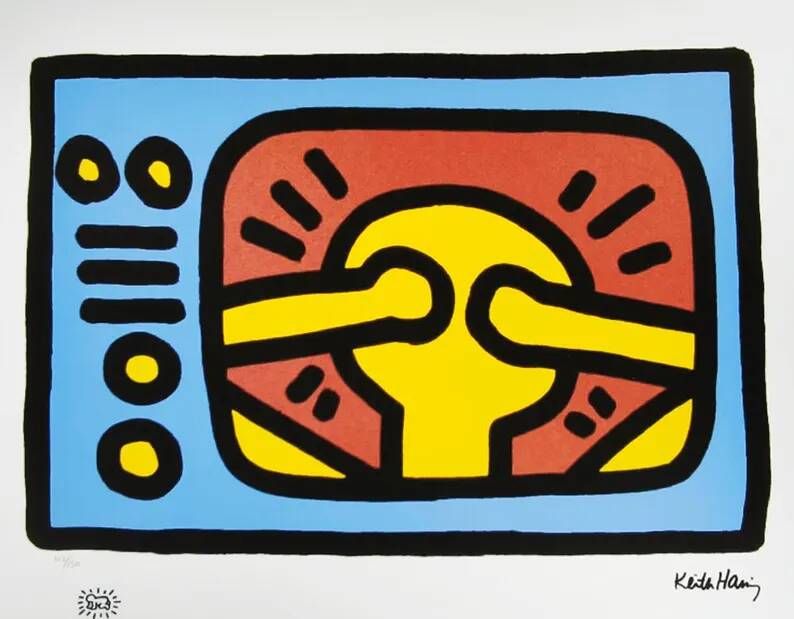 Keith Haring Lithograph Limited Edition, 1990s - Pencil Numbered