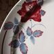 Oval plate Red rose blue Sobral Digoin Sarreguemines Art Deco