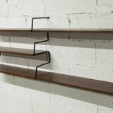 Zigzag string shelf 3 black ladders 5 teak shelves 1950
