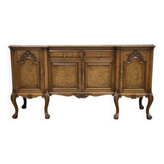 SOUBRIER Chippendale sideboard in oak, elm burl and marble