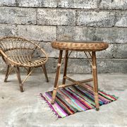 Guerdon vintage children's coffee table in rattan wit old rattan wicker bohemian 1950
