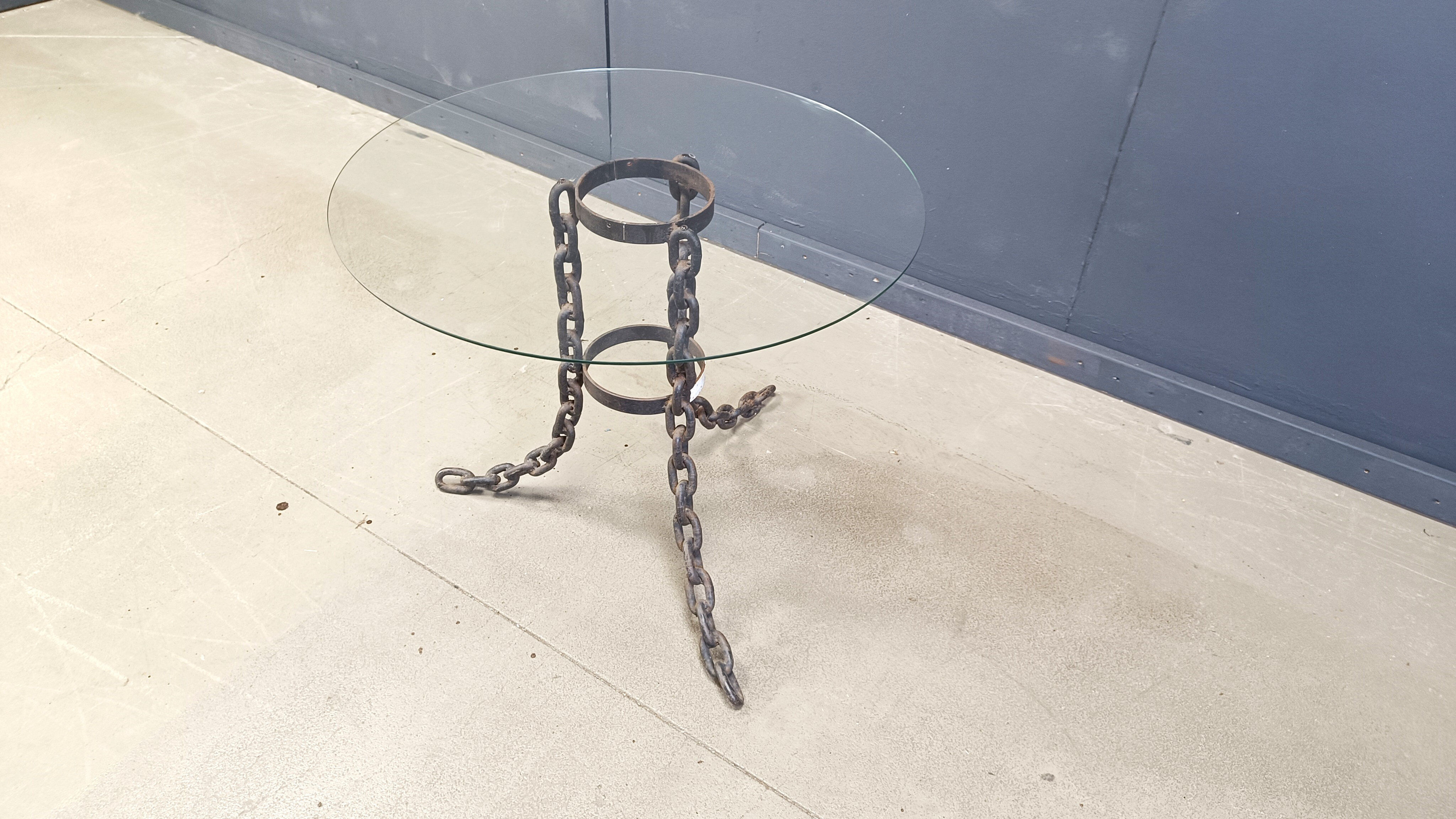 Brutalist chain link coffee table or side table, 1970s