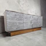 Vintage brutalist wooden sideboard / chest of drawers / buffet