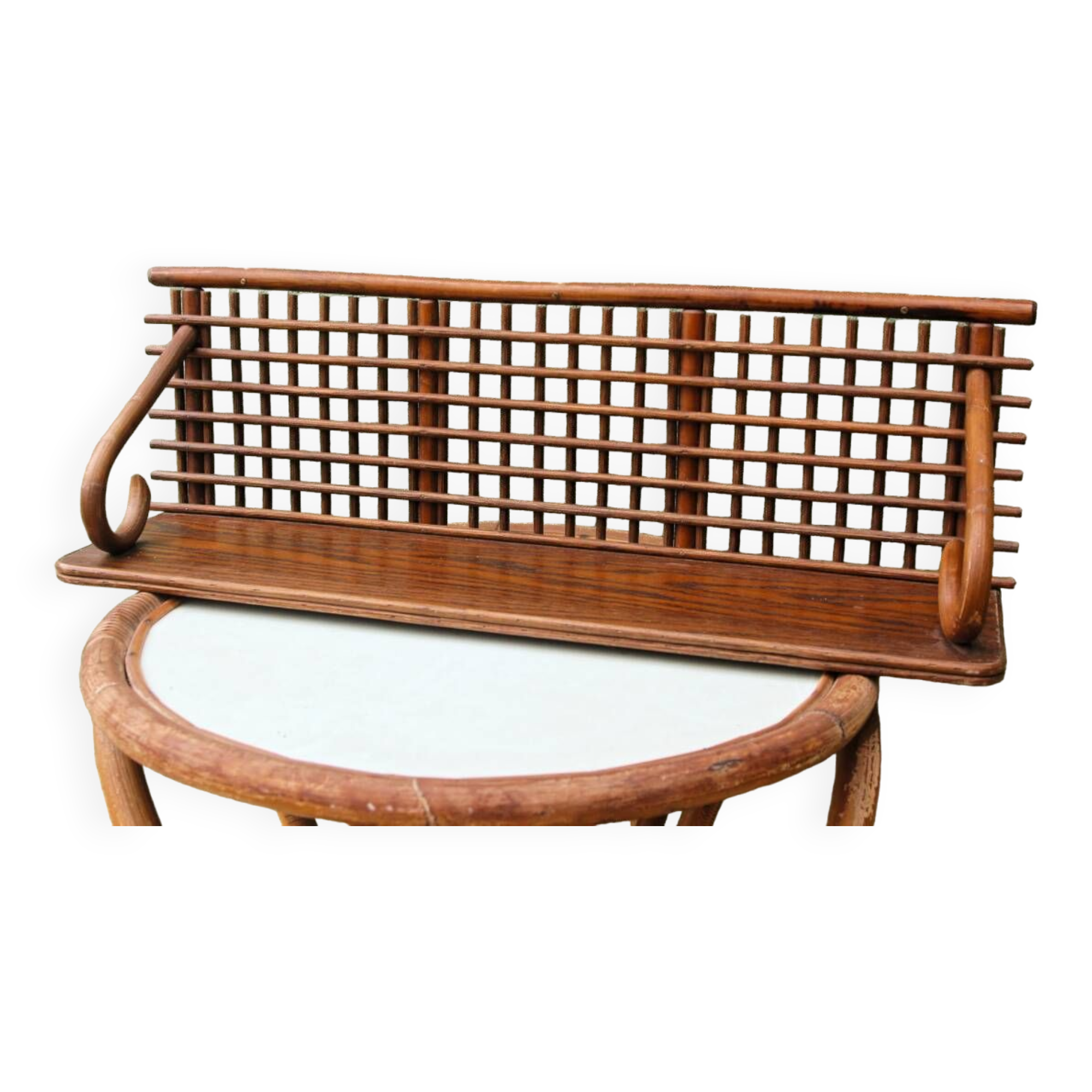 Bent wood wall shelf