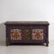 Antique blue trunk with hand-painted floral details (c.1870) #2