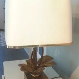 Bronze and brass water lily lamp signed