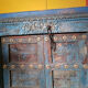 Door sculpted Indian Rajasthan old patina original old teak