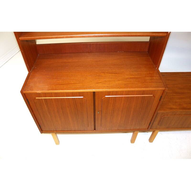 Scandinavian vintage bookcase in teak and beech from Brantorps 1960s Sweden