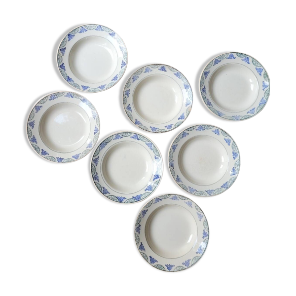 Lot de 7 assiettes creuses n°64 Moulin des Loups et Hamage