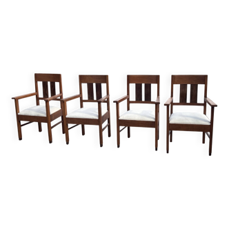 Set of four Art Deco chairs oak Amsterdam School Design 30's