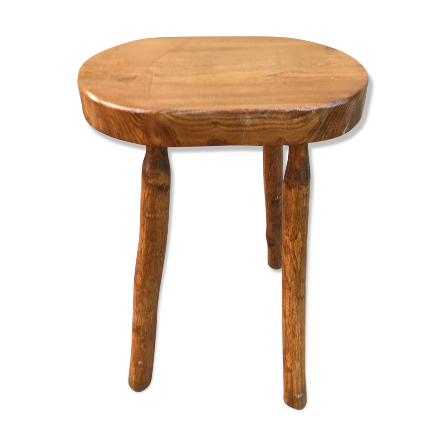 Former vintage raw wood milking tabouret
