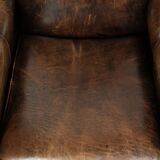 Set of two sheepskin Art Deco design armchairs with beautiful patina