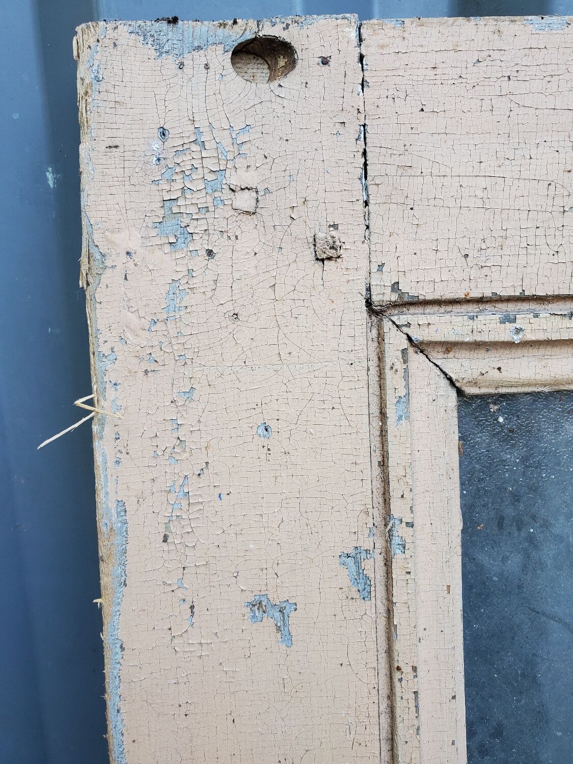 Old fir glass door