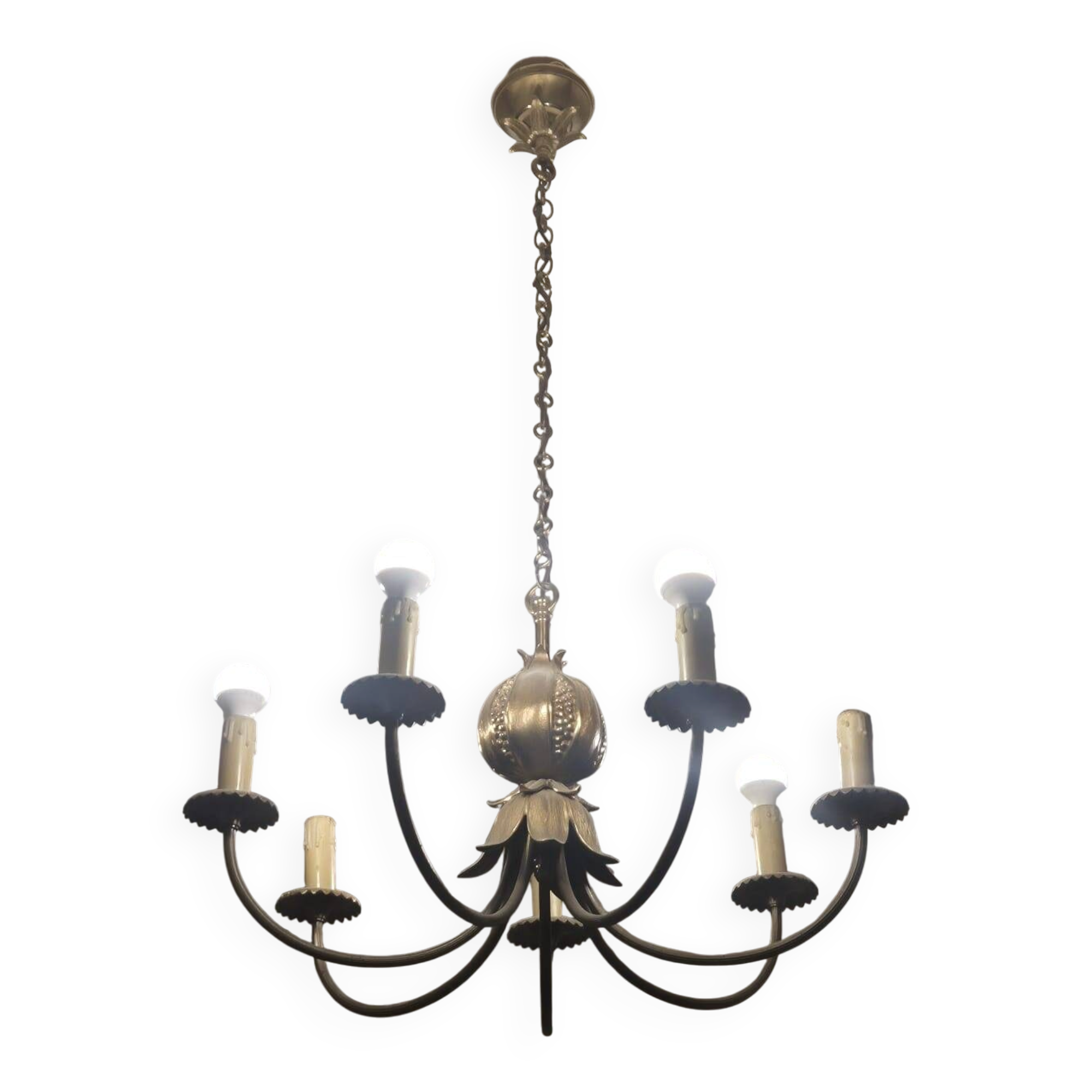 Lustre grenade 6 branches Maison Charles, 1970-1979