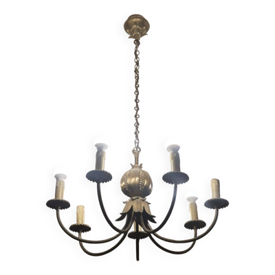 Lustre grenade 6 branches Maison Charles, 1970-1979