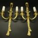 Large pair of wall lights, eagle heads, Louis XVI style from Hettier Vincent - gilded bronze