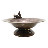 Silver-plated metal cup with two rabbits – Europe, mid-20th century