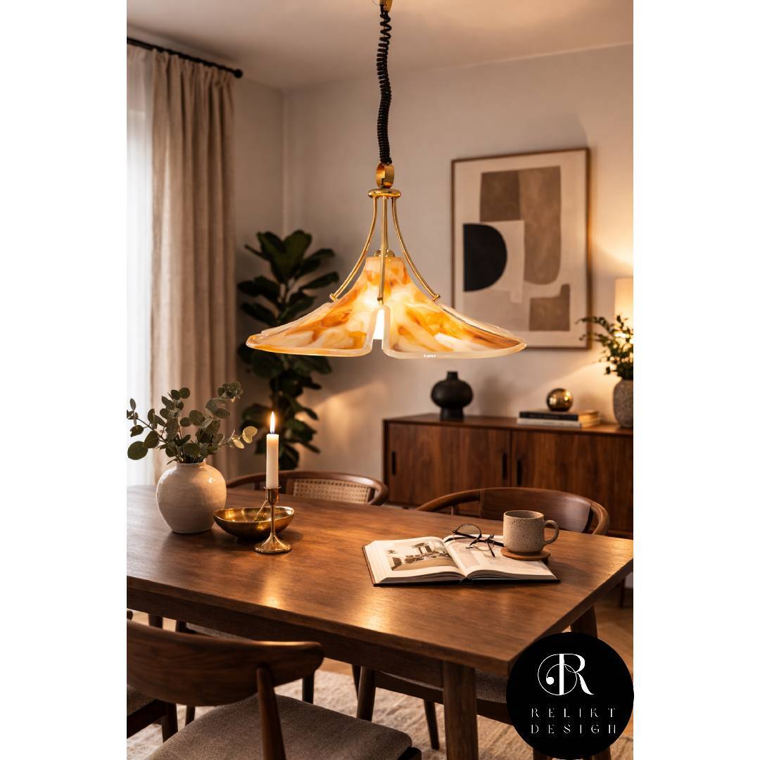 Tulip Cosack pendant lamp, 1970s, brass, 60 cm, E27