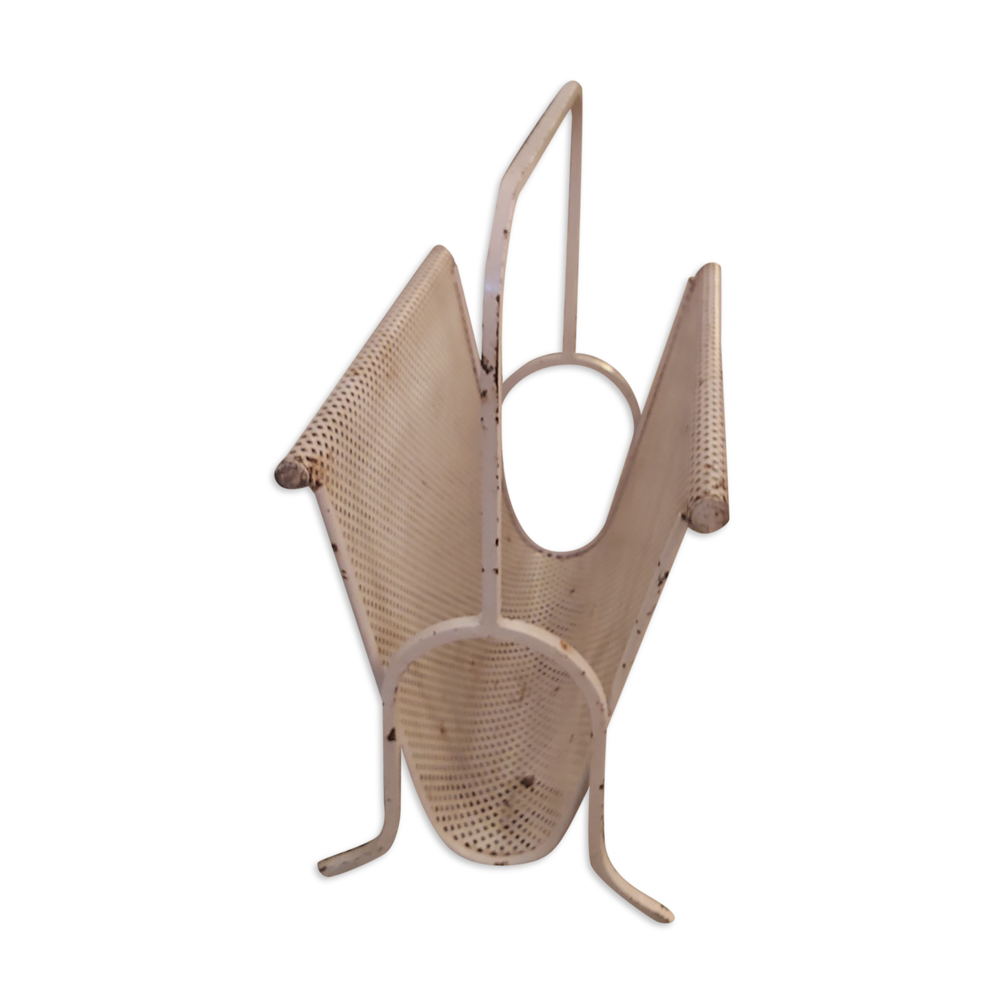 Vintage perforated metal magazine holder