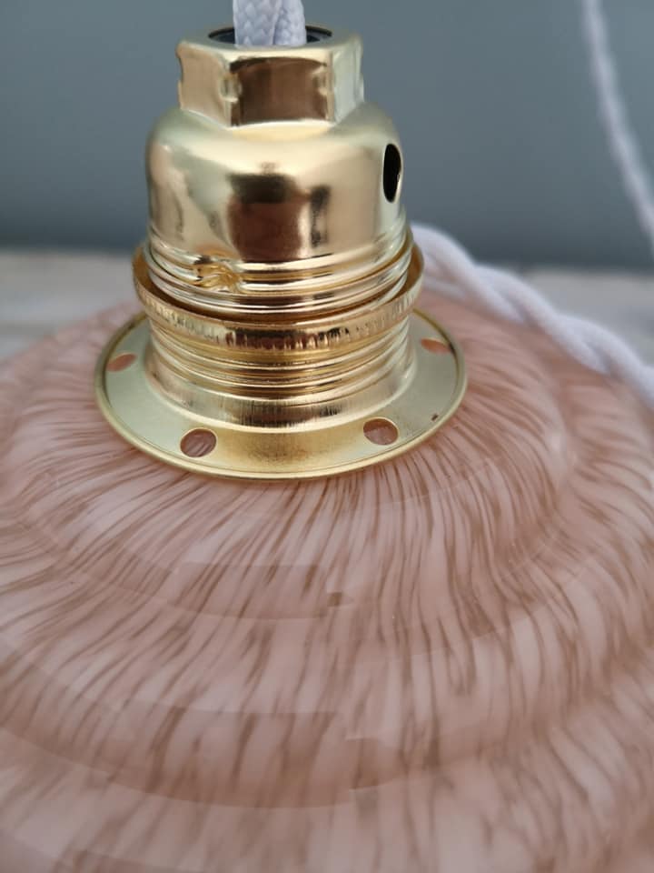 Lamp/suspension/walkman in pink clichy glass