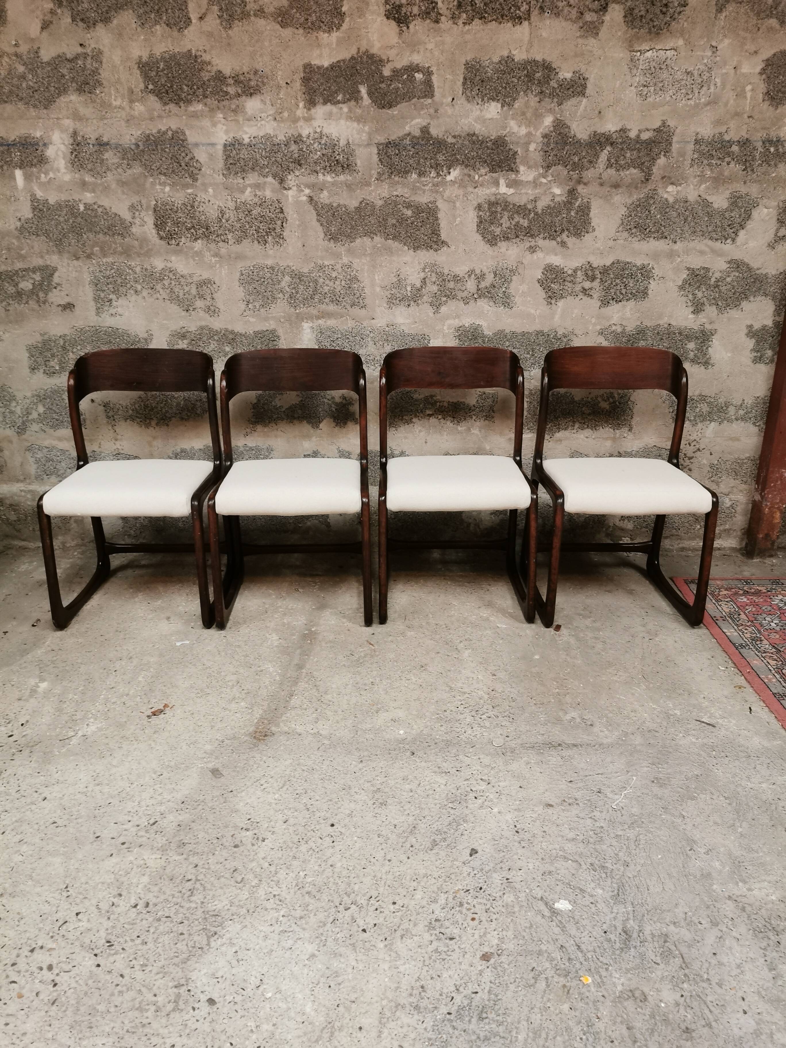 Lot of 4 chairs Baumann sled