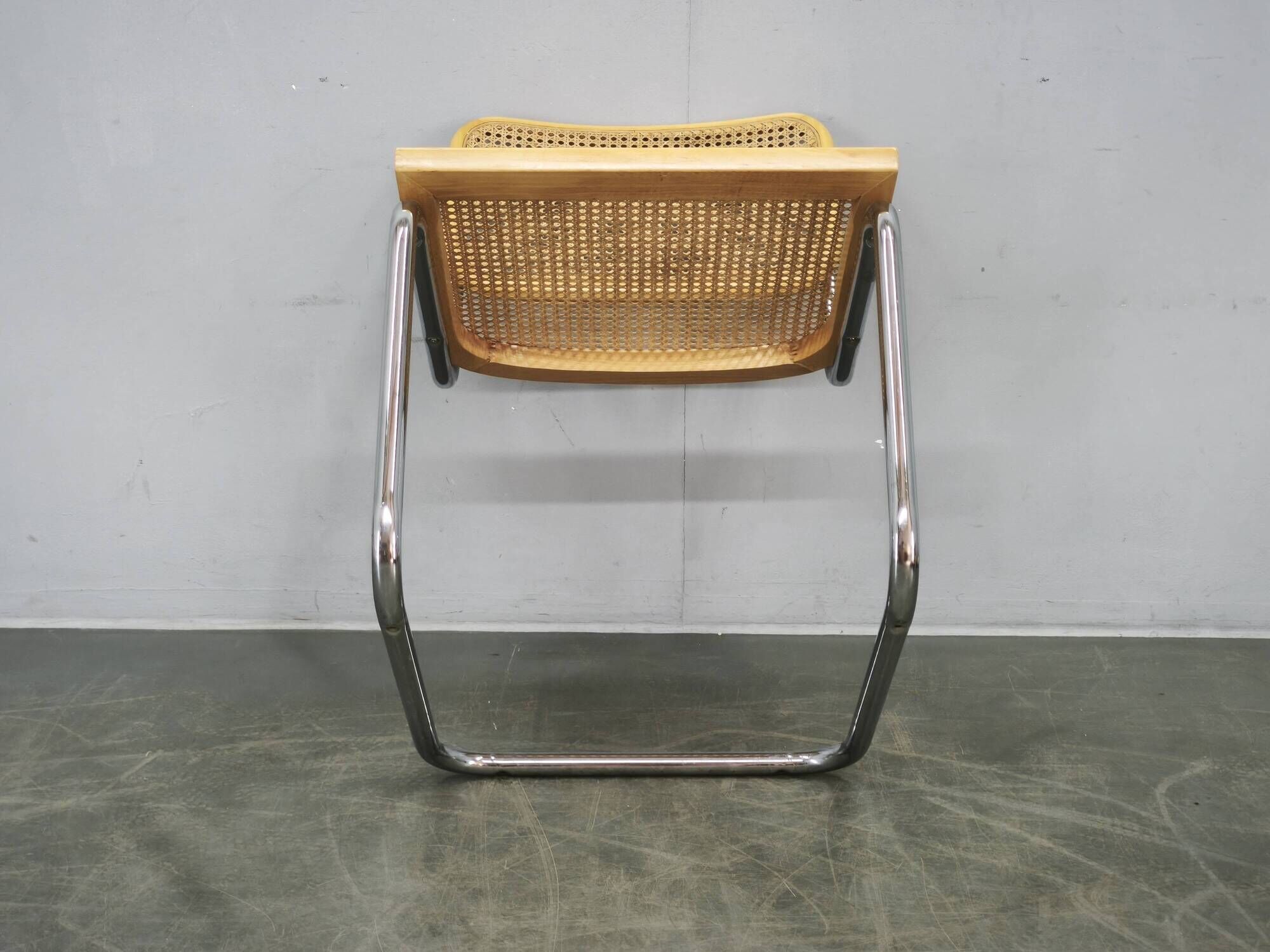Italian Cesca B32 Style Cane and Chrome Cantilever Chair, 1970s