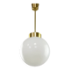 Big Mid-Century Italian Opaline & Brass Globe Pendant Lamp