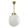 Big Mid-Century Italian Opaline & Brass Globe Pendant Lamp
