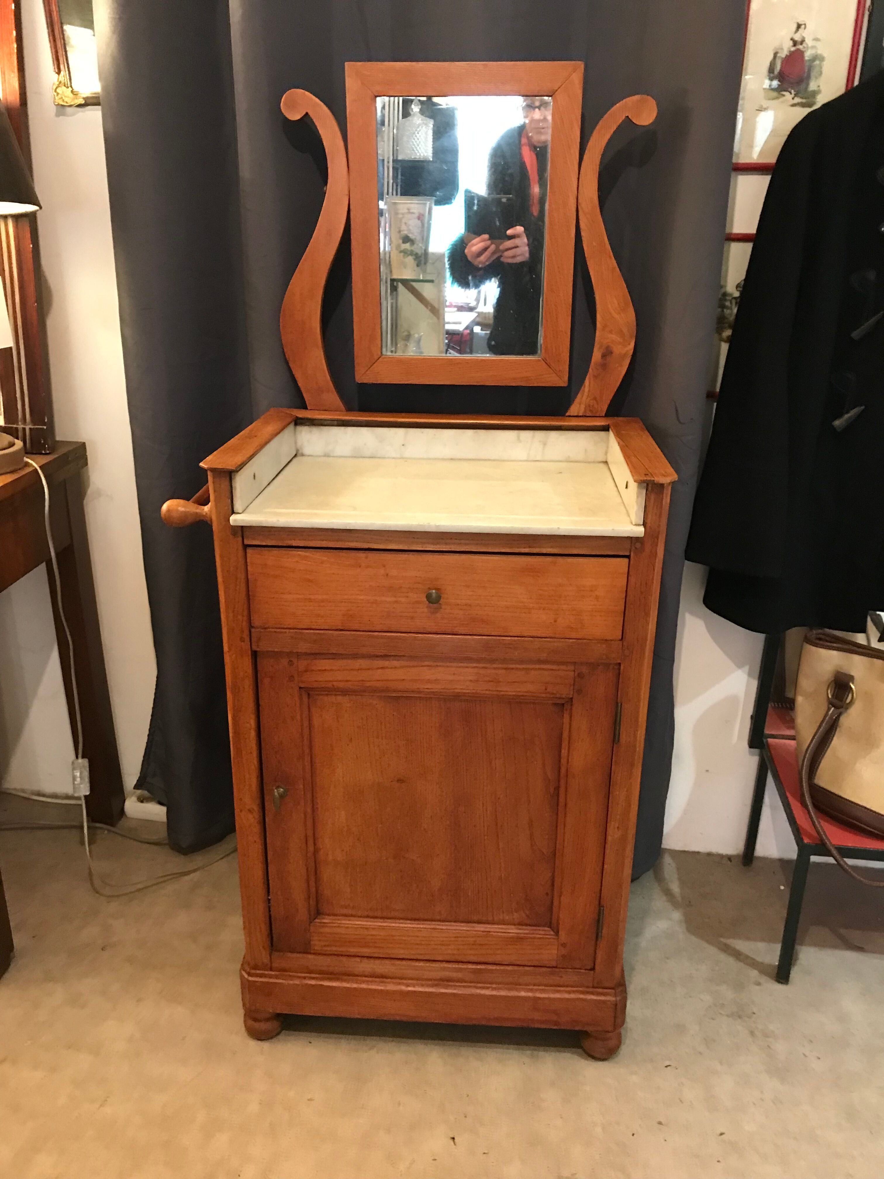 1900 period dressing table pitchpin with marble and mirror