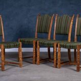 Vintage Brutalist Oak Dining Chairs by Henning Kjærnulf, 1960s, Set of 4