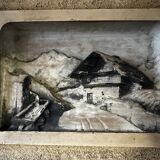 Carved and painted alpine tableau