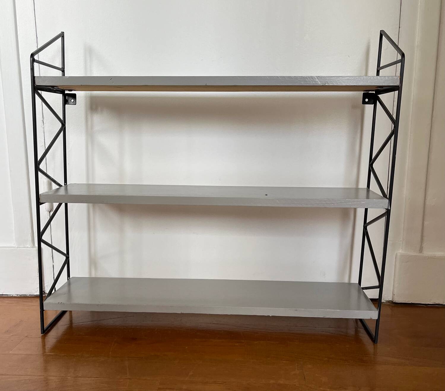 Vintage wood and metal shelf