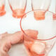 Lot of 11 vintage verrine pink glass liqueur glasses
