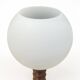 Wooden lamp in wabi-sabi brutalist style by Charles Dudouyt with white opaline.