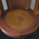 Chaise de bureau rotative nautique antique en teck, fer et cuir